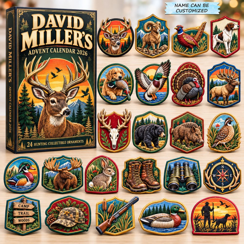 Personalized Hunting Advent Calendar 2026 Christmas Gifts For Dad, 3D Acrylic Collectibles
