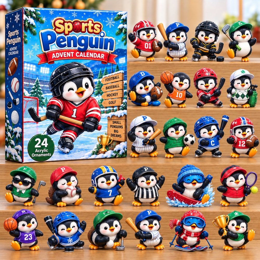 Sports Penguin Advent Calendar 2026 Christmas Countdown Gifts For Sports Fans, 3D Acrylic Collectibles