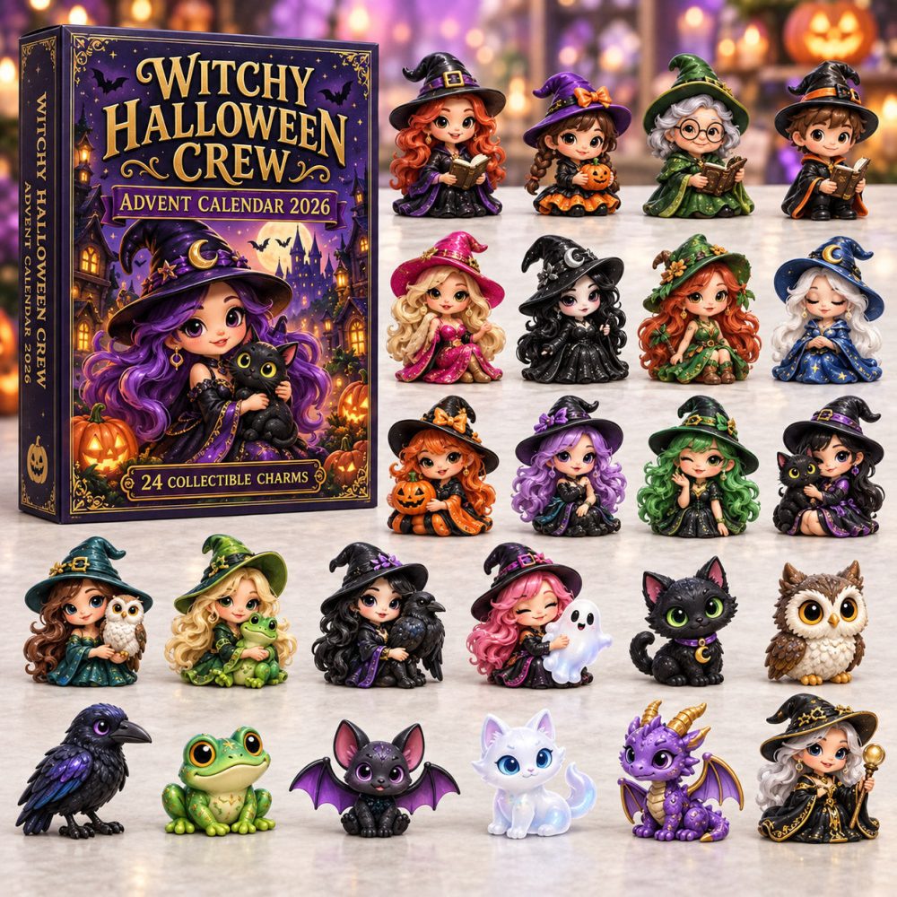 Witchy Halloween Crew Advent Calendar 2026 Spooky Countdown Gifts For Girls, 3D Acrylic Collectibles