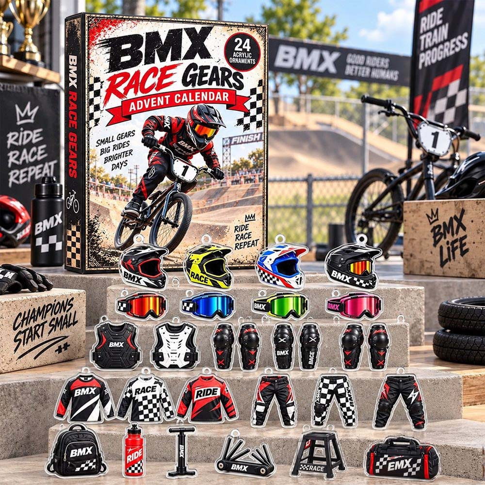 Bmx Race Gears 2026 Advent Calendar 24 Days Christmas Countdown Gift For Bmx Fans, 3D Acrylic Collectibles