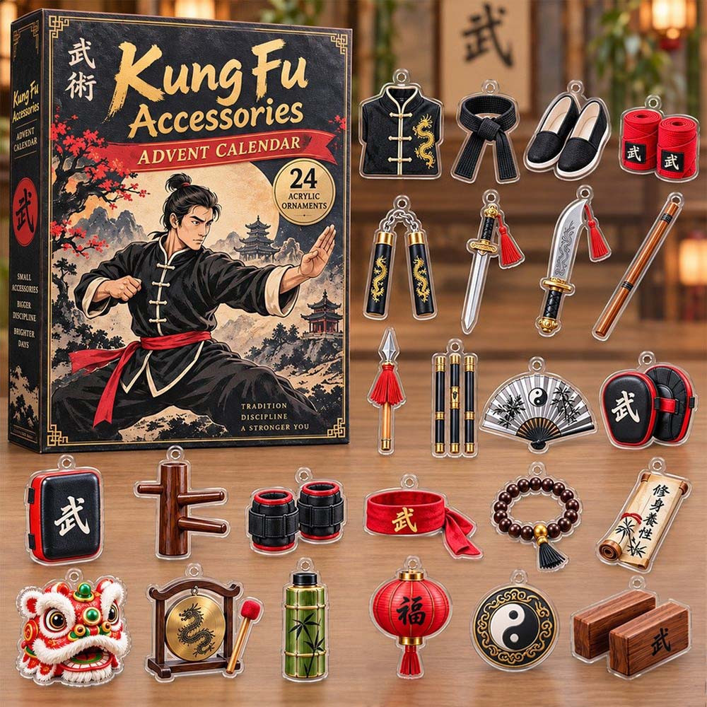 Christmas 2026 Kung Fu Accessories Advent Calendar 24 Days Christmas Countdown Gift, 3D Acrylic Collectibles