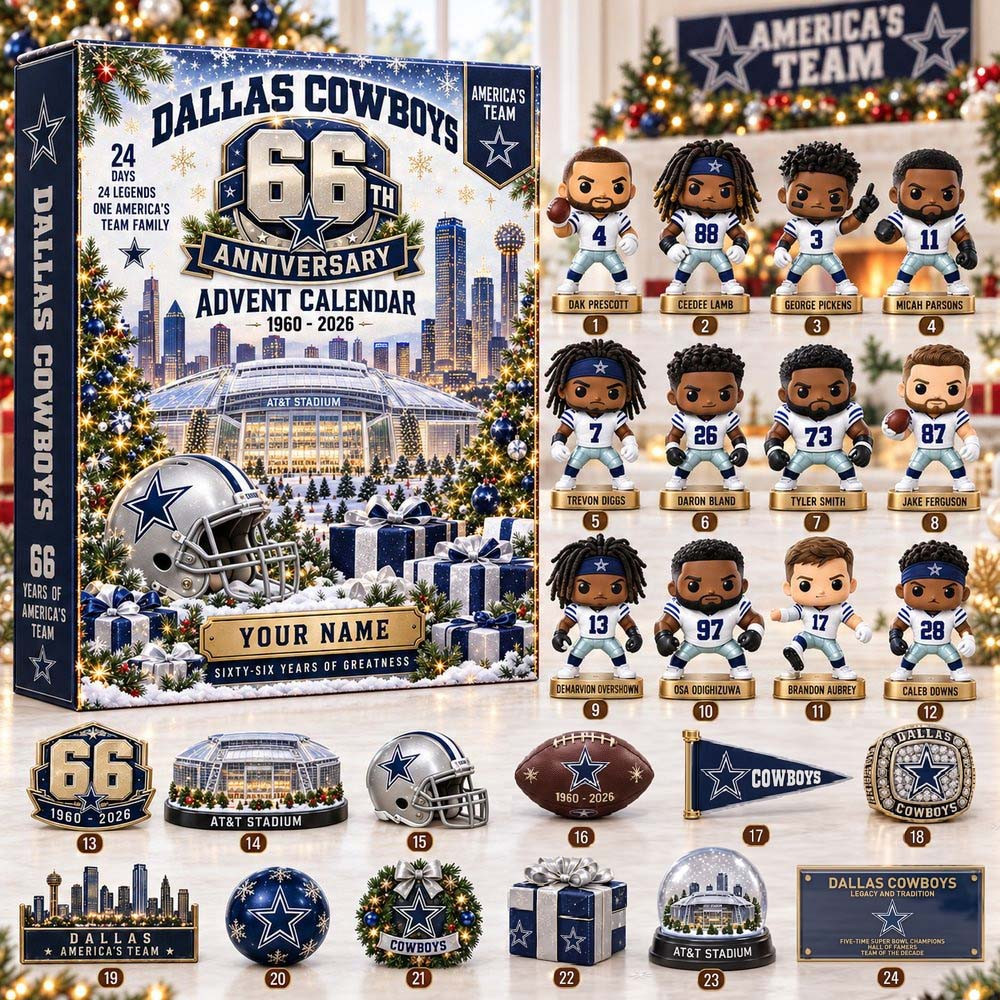 Dallas Cowboys 66Th Anniversary Christmas Advent Calendar 2026 24 Days Christmas Countdown Gift, 3D Acrylic Collectibles