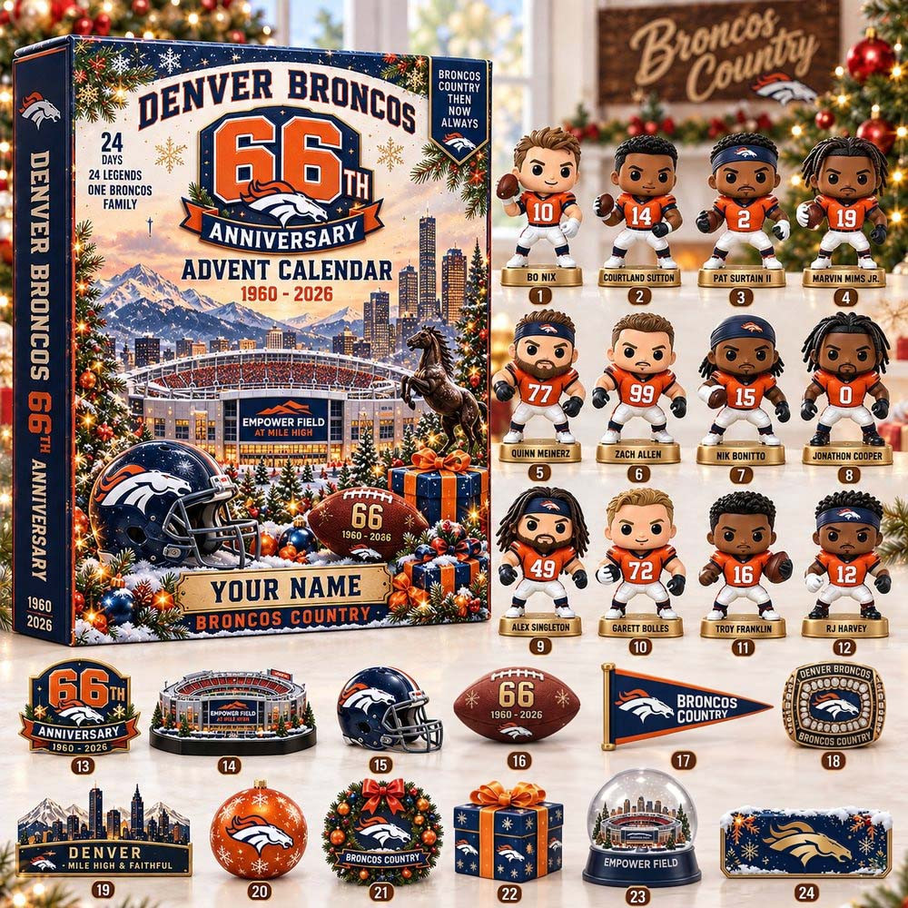 Denver Broncos 66Th Anniversary Christmas Advent Calendar 2026 24 Days Christmas Countdown Gift, 3D Acrylic Collectibles