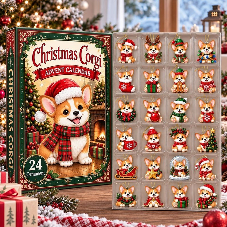 Christmas Corgi Advent Calendar 2026 Christmas Countdown Gifts For Dog Lovers, 3D Acrylic Collectibles