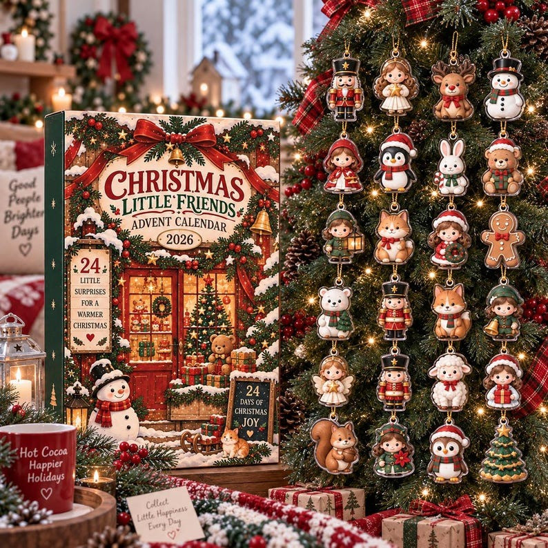 Christmas Little Friends Advent Calendar 2026 Countdown Gifts For Sister, 3D Acrylic Collectibles