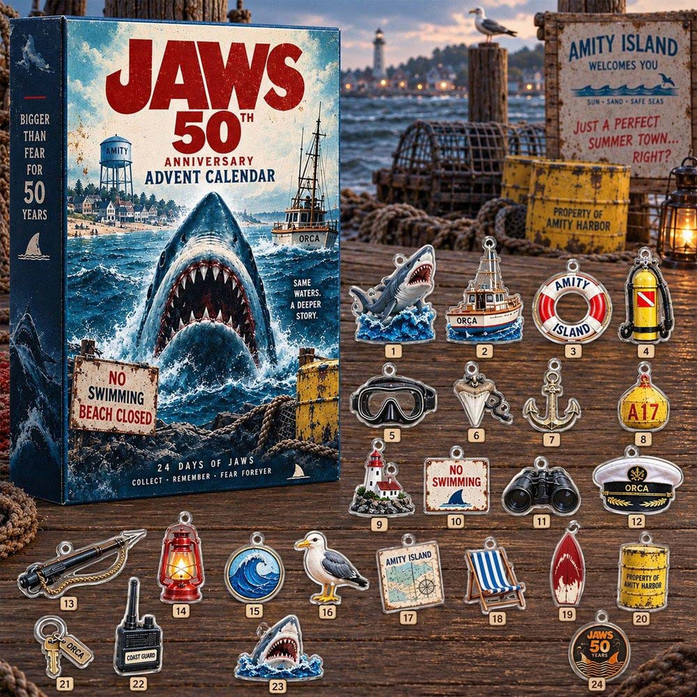 Jaws 50Th Anniversary Advent Calendar 2026 24 Days Christmas Countdown Gift Ideas, 3D Acrylic Collectibles