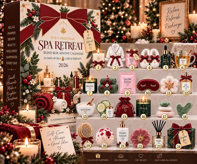 Christmas Spa Retreat Self Care Serenity Advent Calendar 2026 24 Days Gifts For Women, 3D Acrylic Collectibles