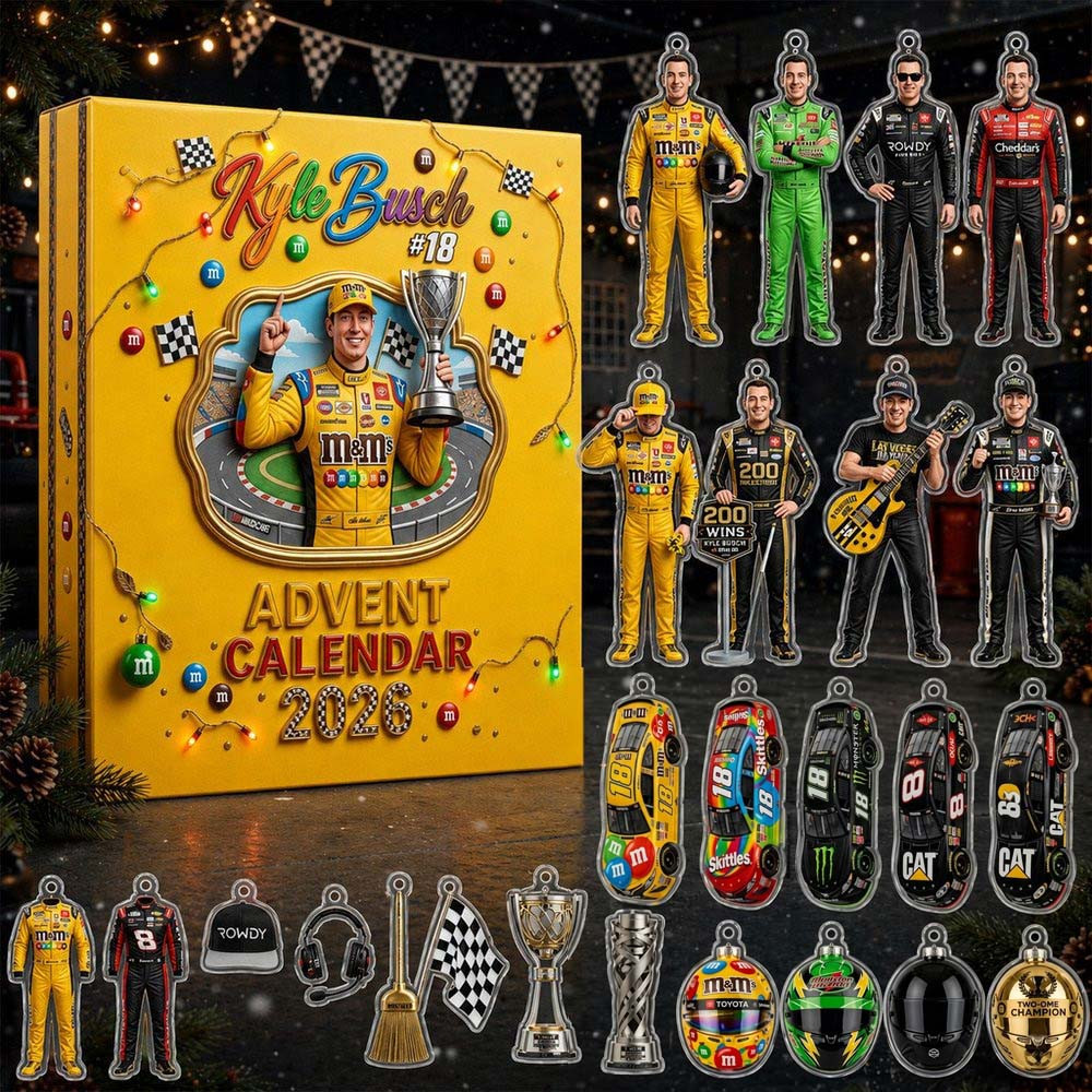 Kyle Busch 18 Nascar Advent Calendar 2026 24 Days Christmas Countdown Gift For Nascar Fans, 3D Acrylic Collectibles