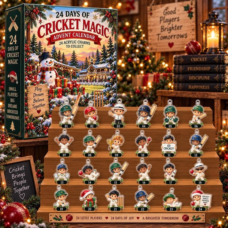 Cricket Magic Advent Calendar 2026 Acrilyc Christmas Countdown Gifts For Cricket Lovers, 3D Acrylic Collectibles