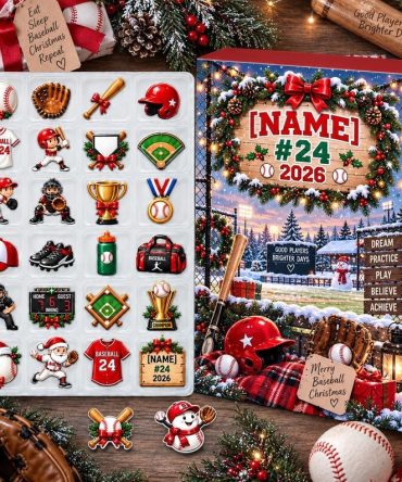 Customized Name Baseball Advent Calendar 2026 Christmas Countdown Gifts For Baseball Fans, 3D Acrylic Collectibles