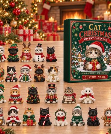 Customized Name Cat Christmas Advent Calendar 2026 Countdown Gifts For Cat Lovers, 3D Acrylic Collectibles