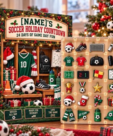 Customized Name Soccer Holiday Countdown Advent Calendar 2026 Christmas Gifts For Players, 3D Acrylic Collectibles