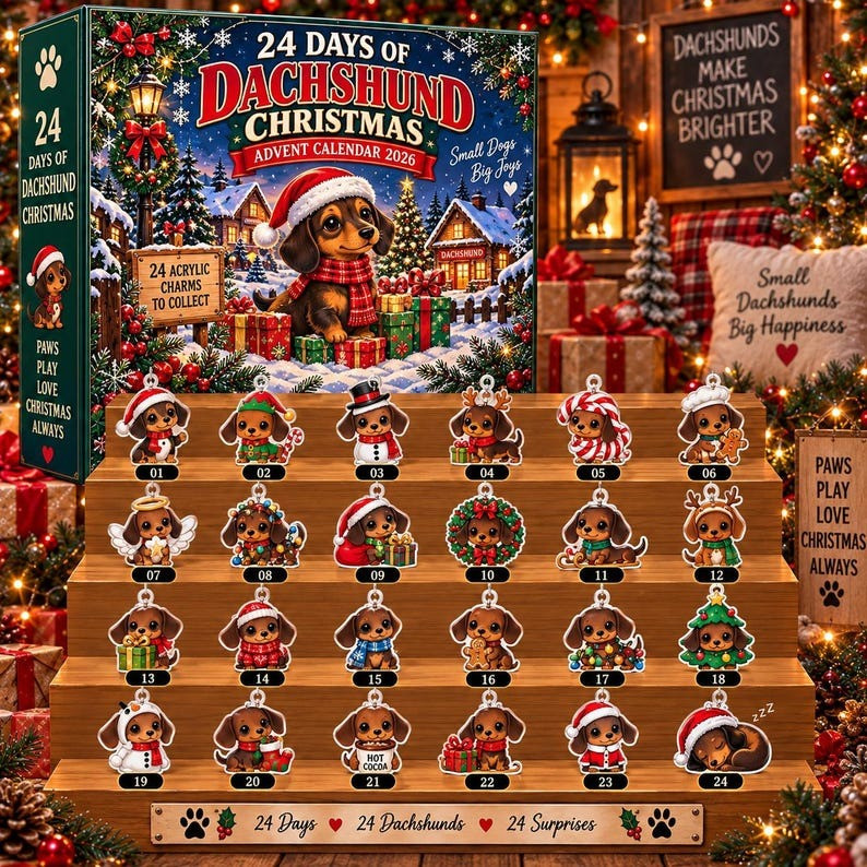 Dachshund Christmas Advent Calendar 2026 Countdown Gifts For Dog Lovers, 3D Acrylic Collectibles