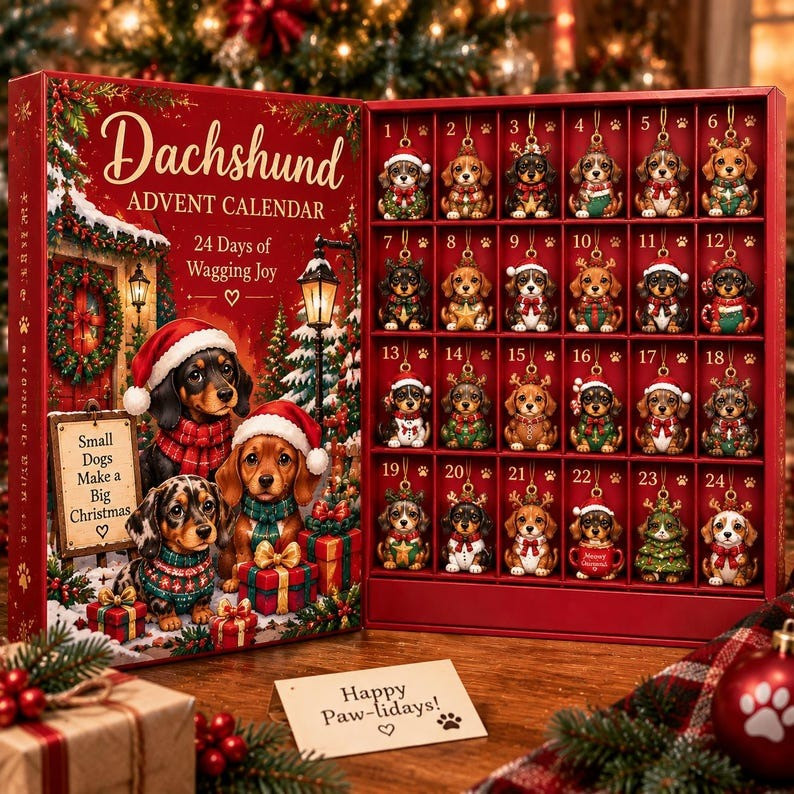 Dachshund Wagging Joy Advent Calendar 2026 Christmas Countdown Gifts For Dog Lovers, 3D Acrylic Collectibles