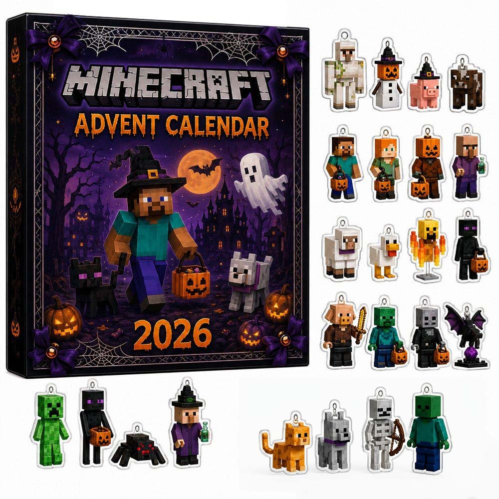 Minecraft Halloween Advent Calendar 24 Days Christmas Countdown Gift For Minecraft Fans, 3D Acrylic Collectibles