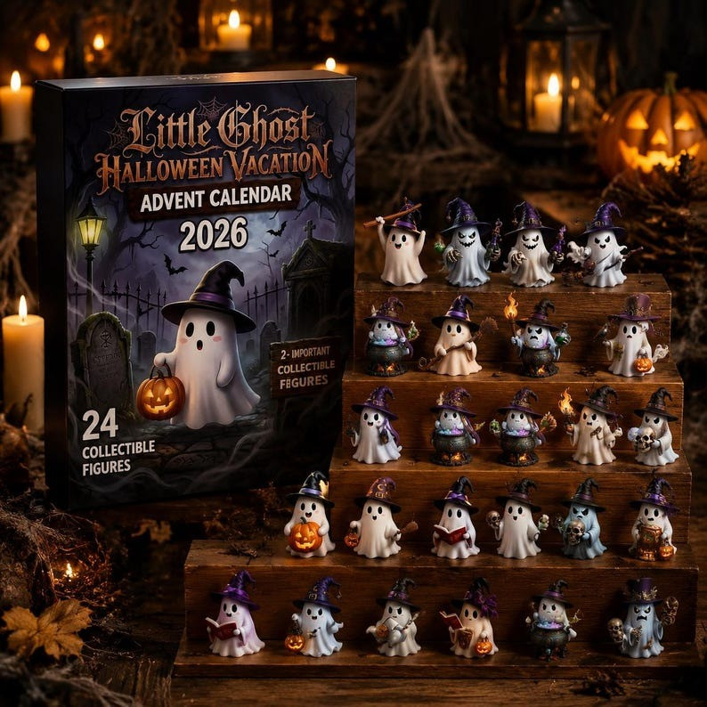 Little Ghost Halloween Vacation Advent Calendar 2026 Countdown Gifts For Sister, 3D Acrylic Collectibles