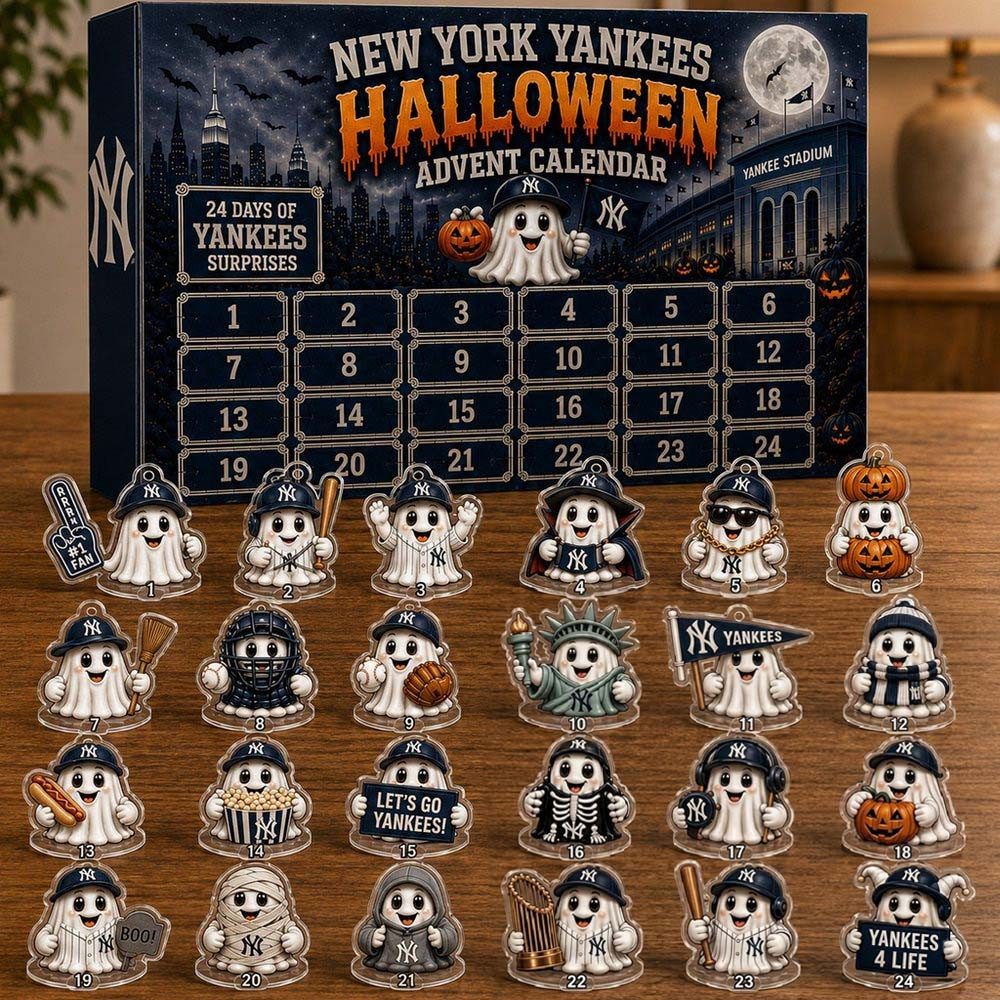 New York Yankees Halloween Advent Calendar 2026 24 Day Acrylic Ornaments Christmas Gift For Baseball Fans, 3D Acrylic Collectibles