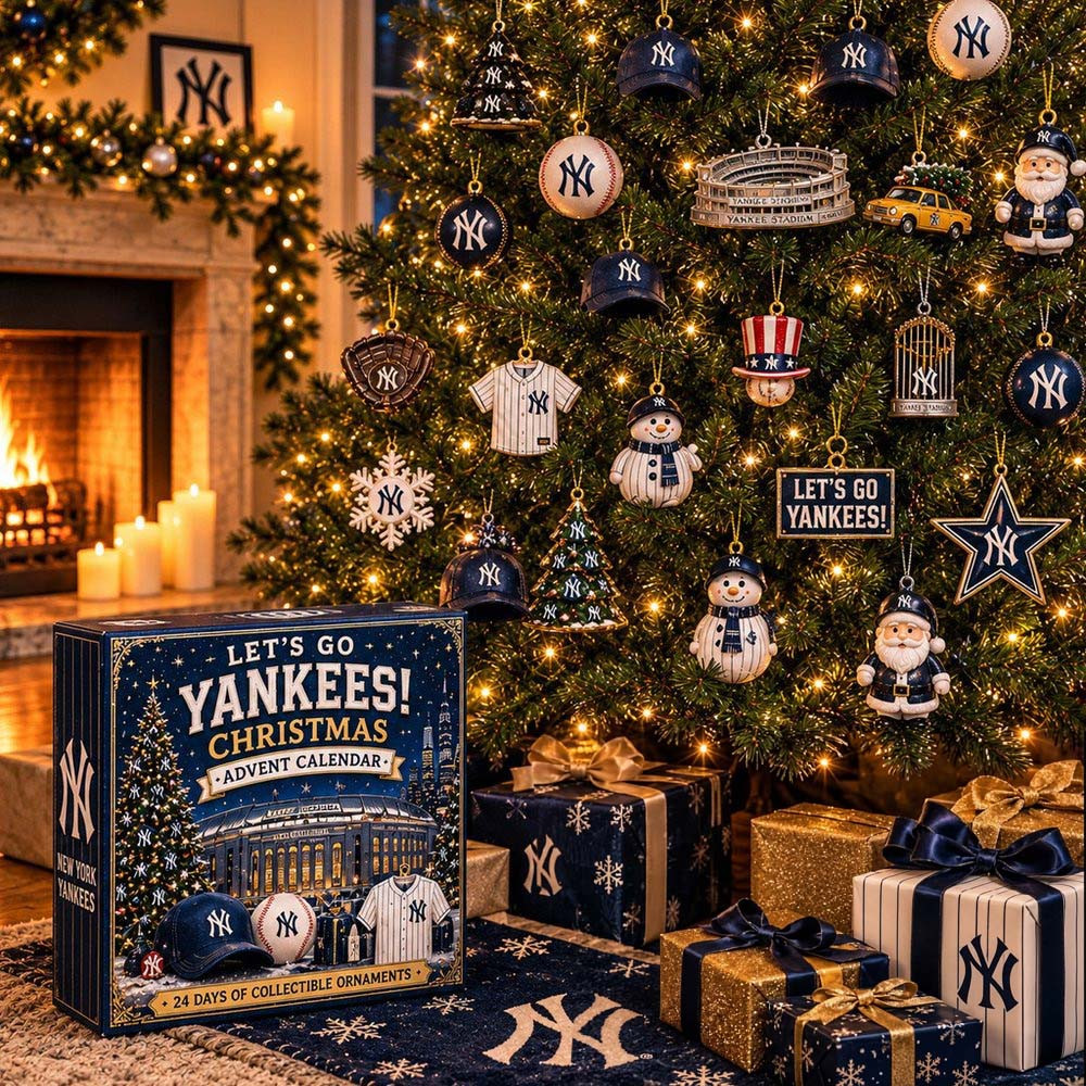 New York Yankees Let'S Go Yankees Christmas Advent Calendar 2026 24 Acrylic Ornaments Gift For Baseball Fans, 3D Acrylic Collectibles