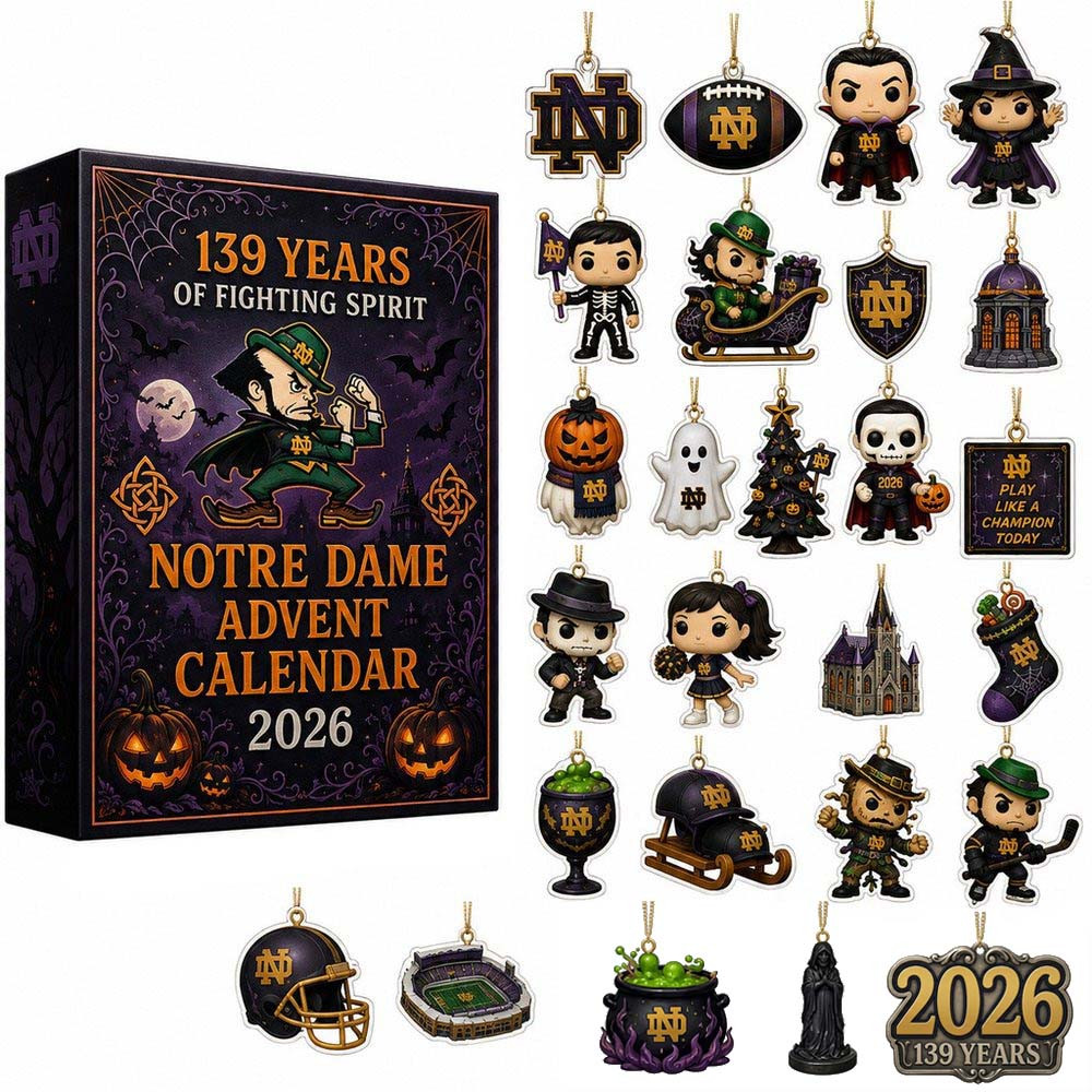 Notre Dame Fighting Irish Halloween Advent Calendar 2026 24 Acrylic Ornaments Countdown Gift For Football Fan, 3D Acrylic Collectibles