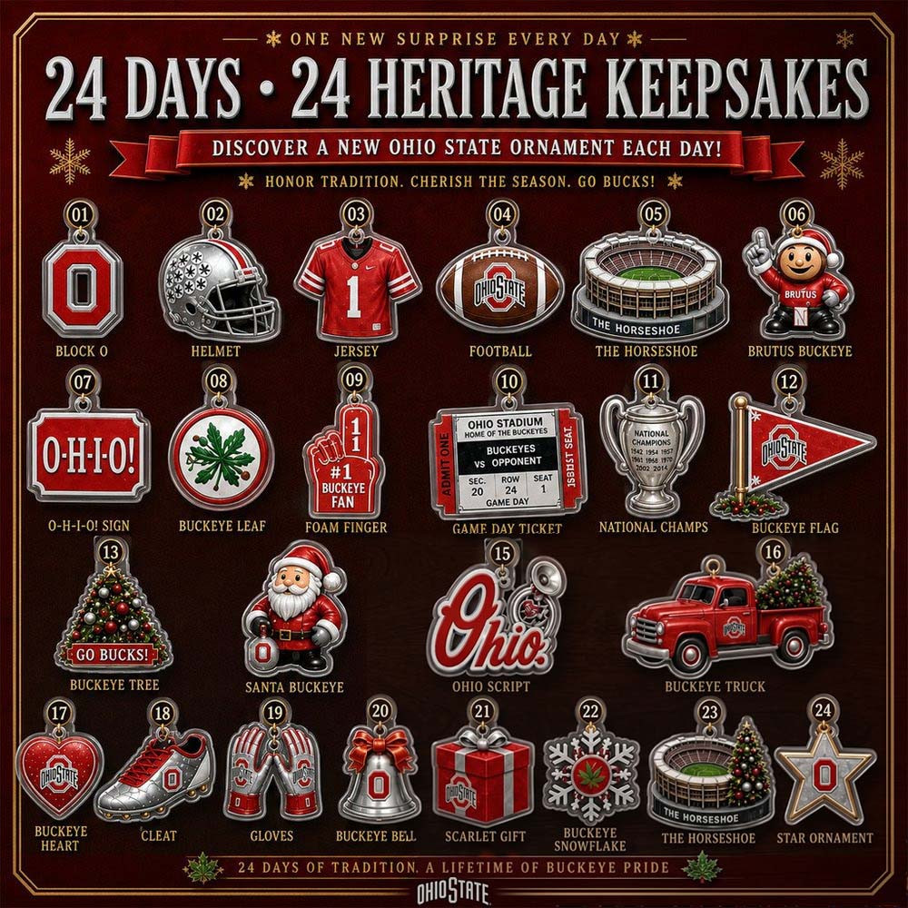 Ohio State Buckeyes Advent Calendar 2026 24 Day Christmas Countdown Gift For Football Fans, 3D Acrylic Collectibles