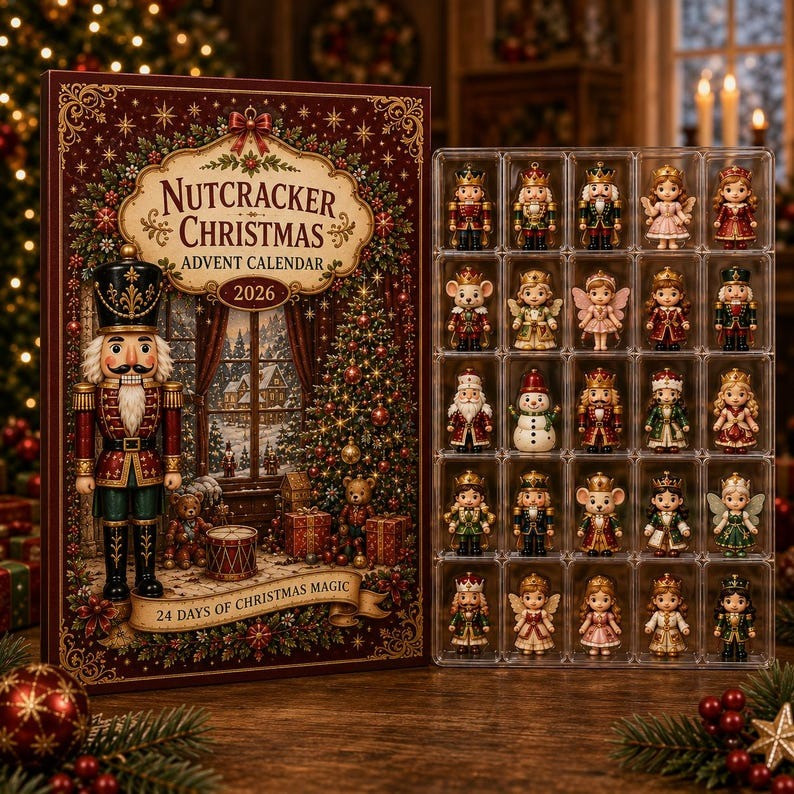 Nutcracker Christmas Advent Calendar 24 Day Countdown Christmas Gifts Familys, 3D Acrylic Collectibles