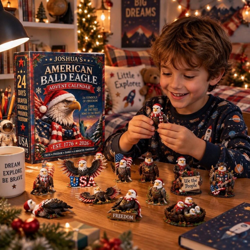 Personalized Bald Eagle Advent Calendar 24 Acrylic Ornaments Christmas Countdown Gifts, 3D Acrylic Collectibles
