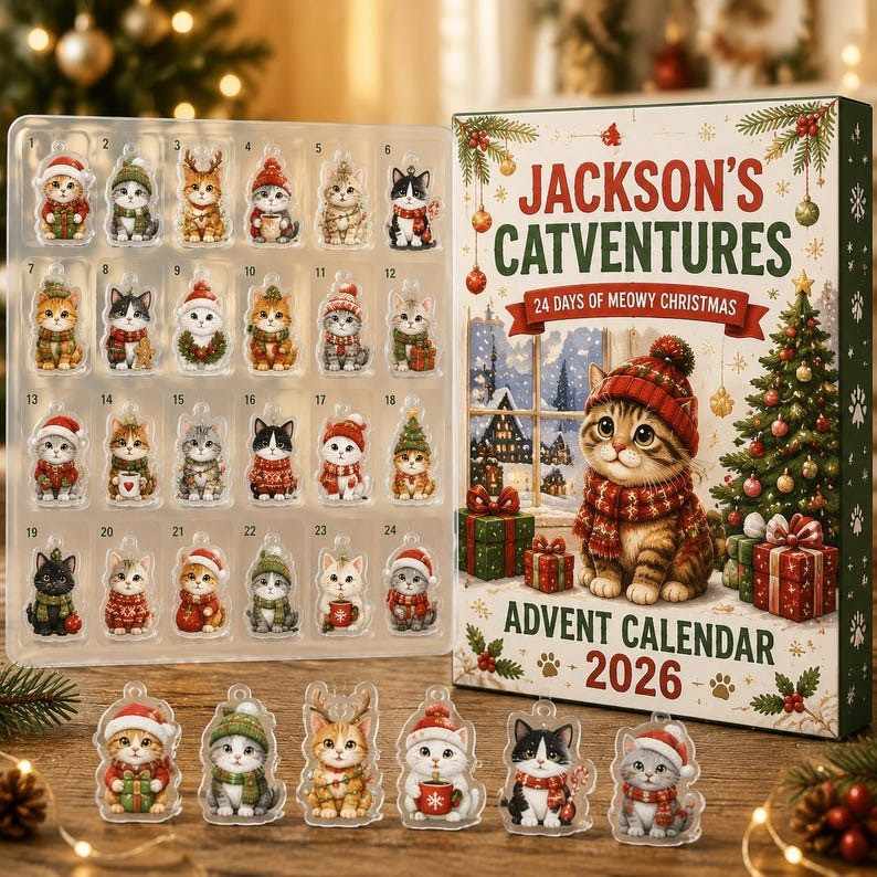 Personalized Catventures Advent Calendar 2026 Christmas Gifts For Cat Lovers, 3D Acrylic Collectibles