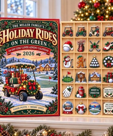 Personalized Family Holiday Rides On The Green Advent Calendar 2026 Christmas Gifts For Golfers, 3D Acrylic Collectibles