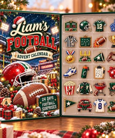 Personalized Football Advent Calendar Custom Name Sports 24 Day Christmas Gift For Dad, 3D Acrylic Collectibles