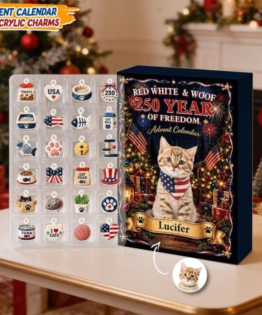Personalized Lucifer Red White Woof Cat Advent Calendar 2026 Christmas Gifts For Cat Lovers, 3D Acrylic Collectibles