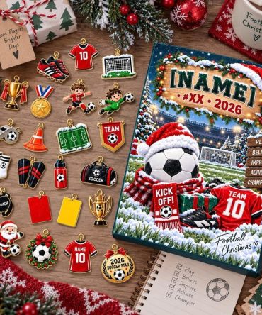 Personalized Name Soccer Advent Calendar 2026 Christmas Countdown Gifts For Soccer Lovers, 3D Acrylic Collectibles