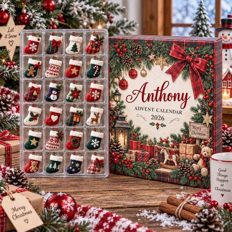 Personalized Stocking Advent Calendar 2026 24 Day Christmas Countdown Gifts For Sister, 3D Acrylic Collectibles