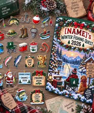 Personalized Winter Fishing Quest Advent Calendar 2026 Christmas Countdown Gift For Dad, 3D Acrylic Collectibles