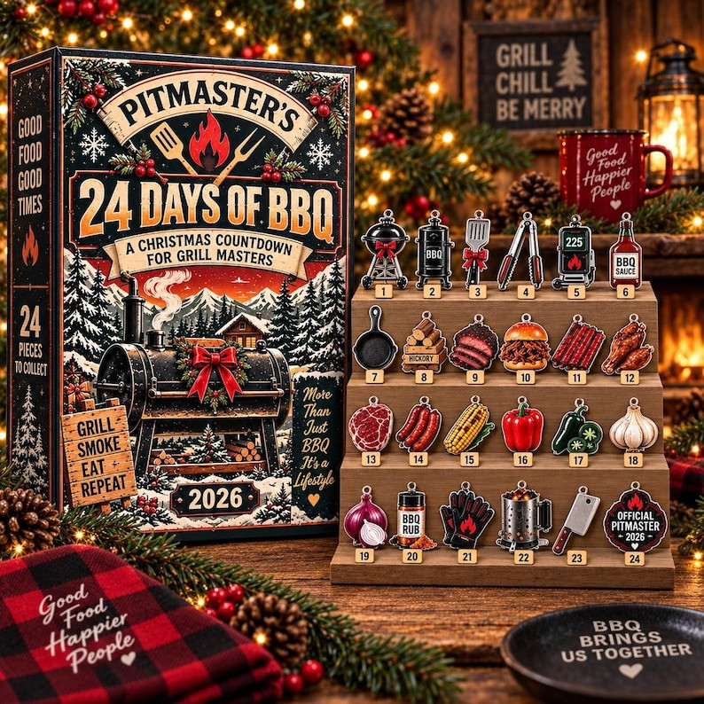 Pitmasters Bbq Christmas Countdown Advent Calendar 2026 Gifts For Grill Masters, 3D Acrylic Collectibles