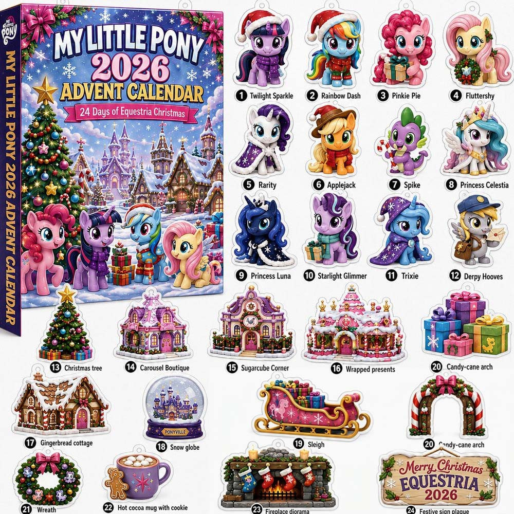 My Little Pony 2026 Christmas Advent Calendar 24 Days Christmas Countdown Gift For Daughter, 3D Acrylic Collectibles