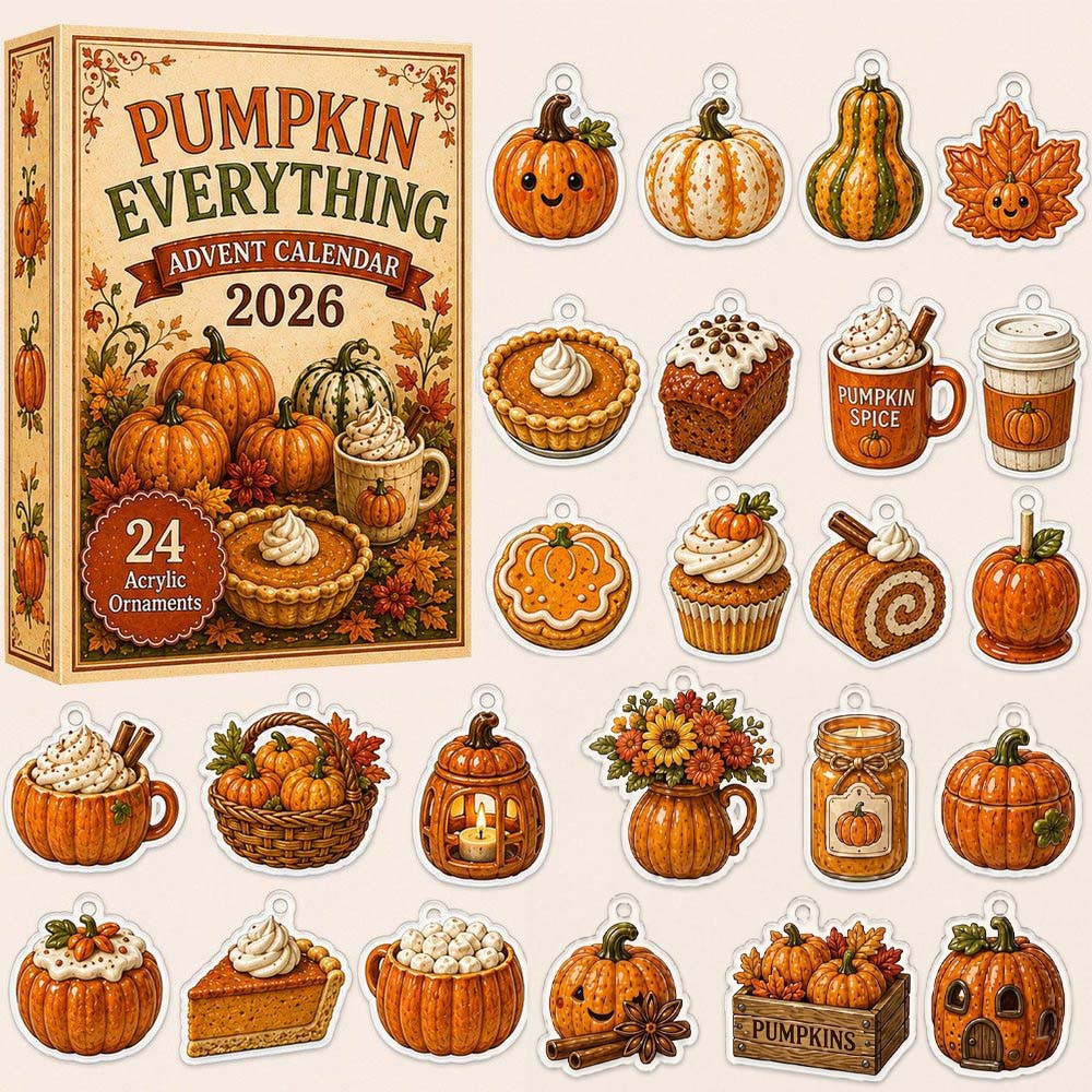 Pumpkin Everything Advent Calendar 2026 24 Acrylic Ornaments Halloween Countdown Gift, 3D Acrylic Collectibles