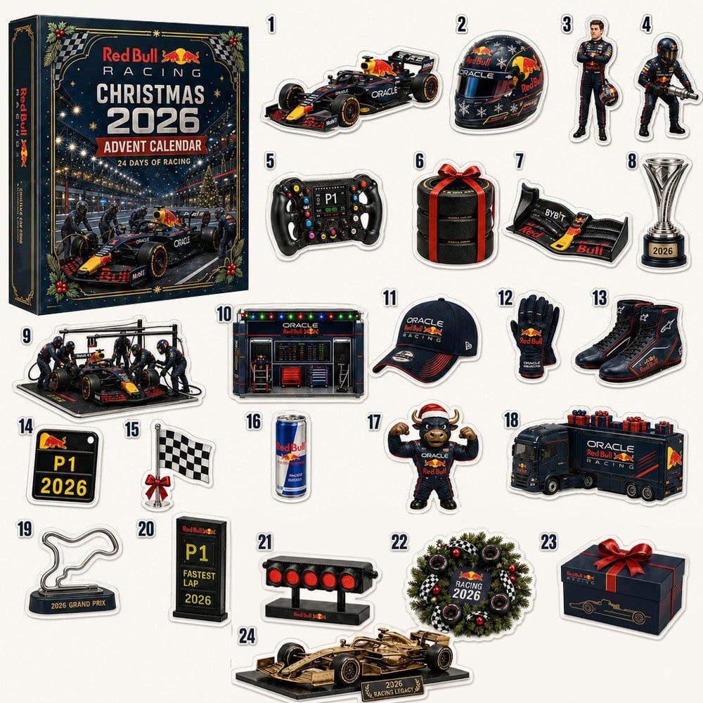 Red Bull Racing Christmas Advent Calendar 2026 24 Acrylic Ornaments Christmas Countdown Gift, 3D Acrylic Collectibles