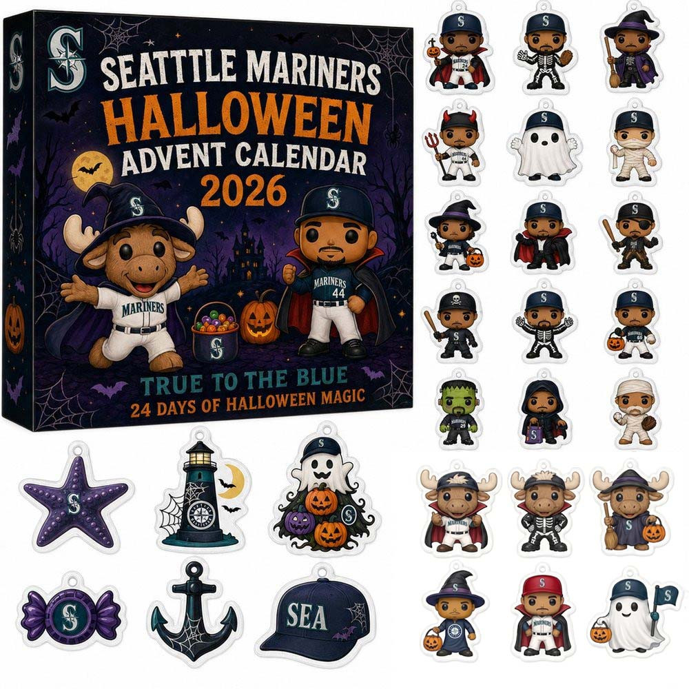 Seattle Mariners Halloween Advent Calendar 2026 24 Acrylic Ornaments Halloween Gift Ideas, 3D Acrylic Collectibles