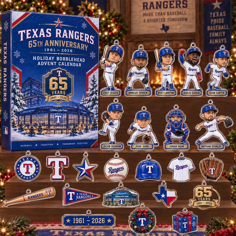 Texas Rangers 65Th Anniversary Bobblehead Advent Calendar 2026 24 Days Christmas Countdown Gift, 3D Acrylic Collectibles