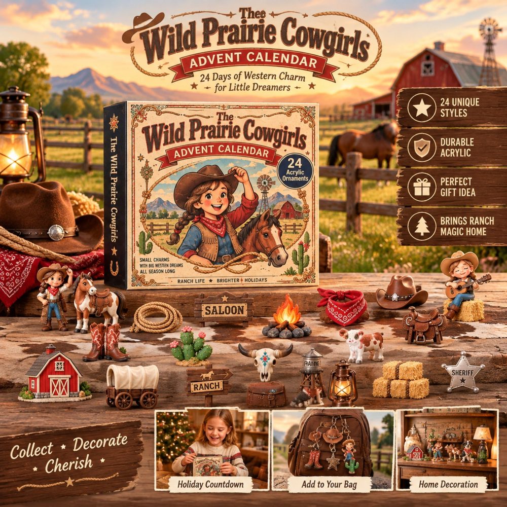 Wild Prairie Cowgirls Advent Calendar 2026 24 Day Festive Countdown Gift For Daughter, 3D Acrylic Collectibles