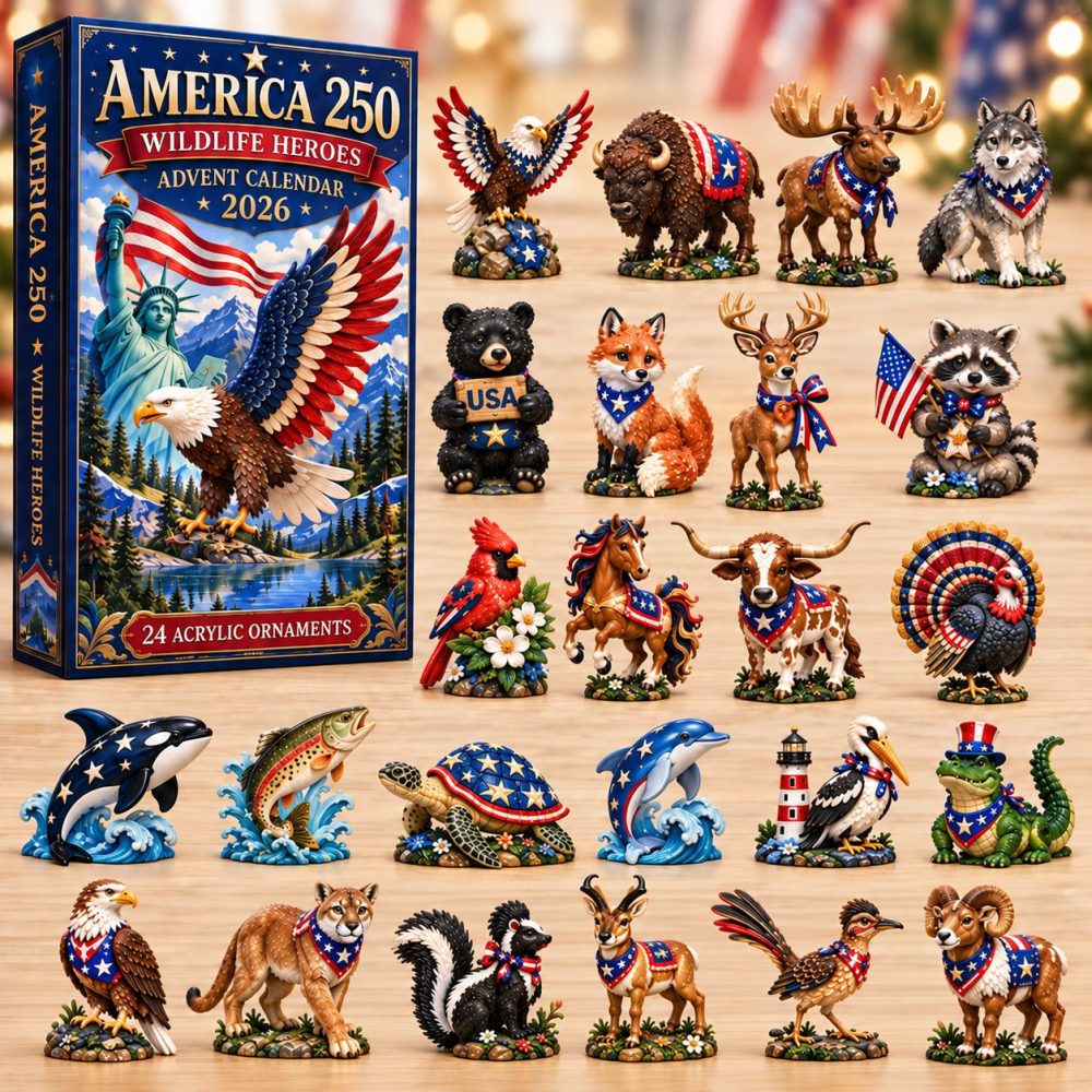 America 250 Wildlife Heroes Advent Calendar 2026 Christmas Gifts For Patriots, 3D Acrylic Collectibles