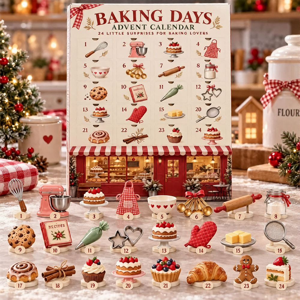 Baking Days Advent Calendar 2026 Christmas 24 Surprises Holiday Countdown Gift Ideas, 3D Acrylic Collectibles