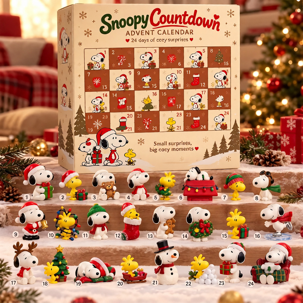 Peanuts Snoopy Christmas Advent Calendar 2026 24 Days Christmas Countdown Gift, 3D Acrylic Collectibles