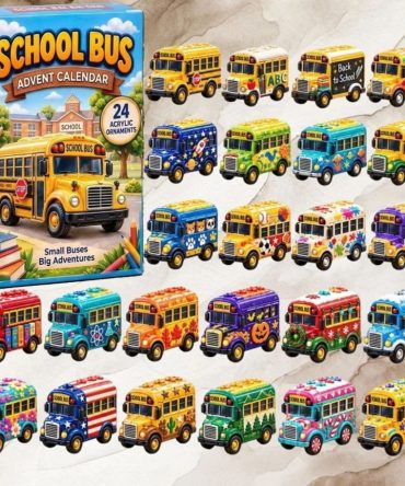 School Bus Advent Calendar 2026 24 Days Christmas Tree Ornaments Gifts For Bus Drivers