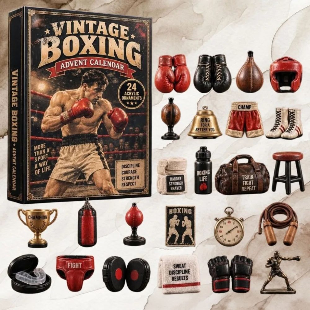 Vintage Boxing Advent Calendar 2026 24 Days Christmas Tree Ornaments Gifts For Boxing Lovers