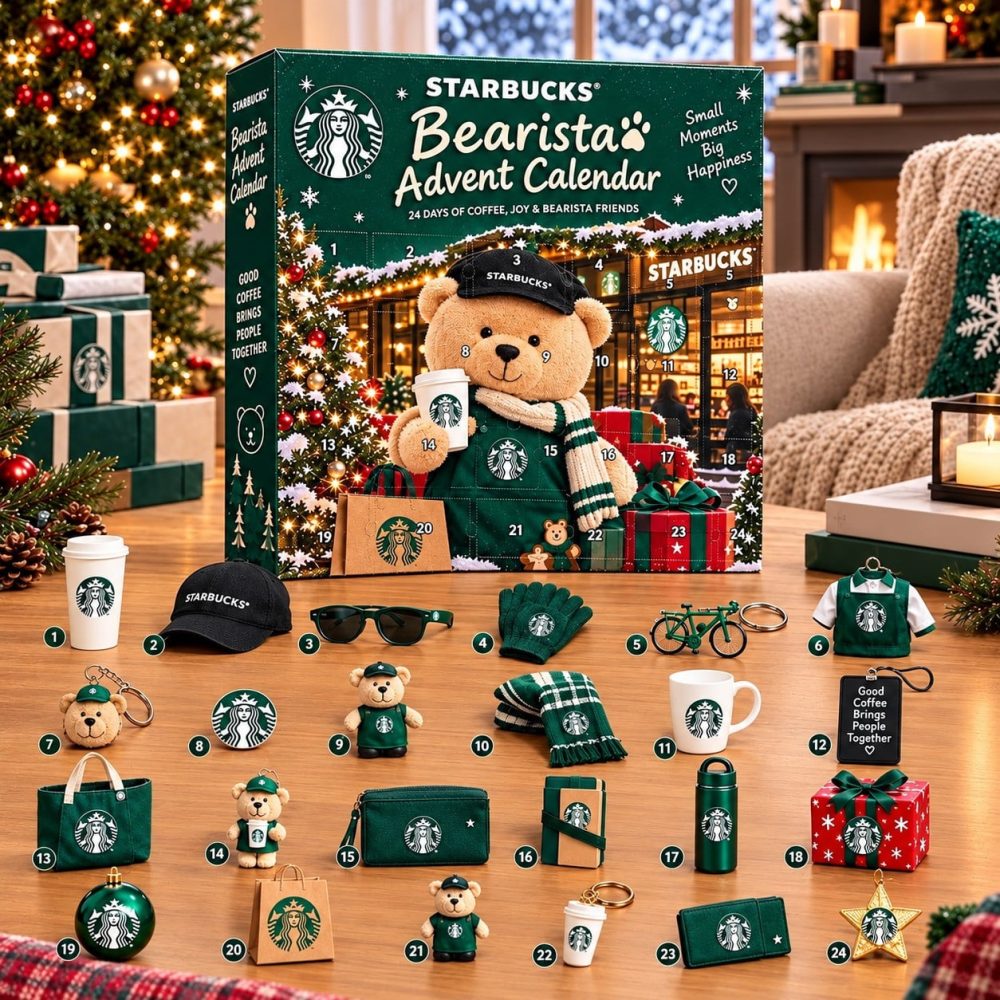 Starbucks Bearista Advent Calendar 24 Days Christmas Countdown Blind Box Gift For Her, 3D Acrylic Collectibles