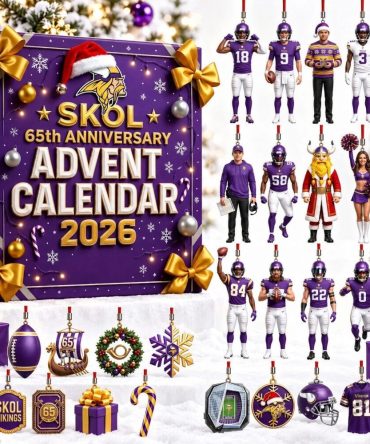 Minnesota Vikings 65Th Anniversary Advent Calendar 2026 Vikings Christmas Ornaments, 3D Acrylic Collectibles