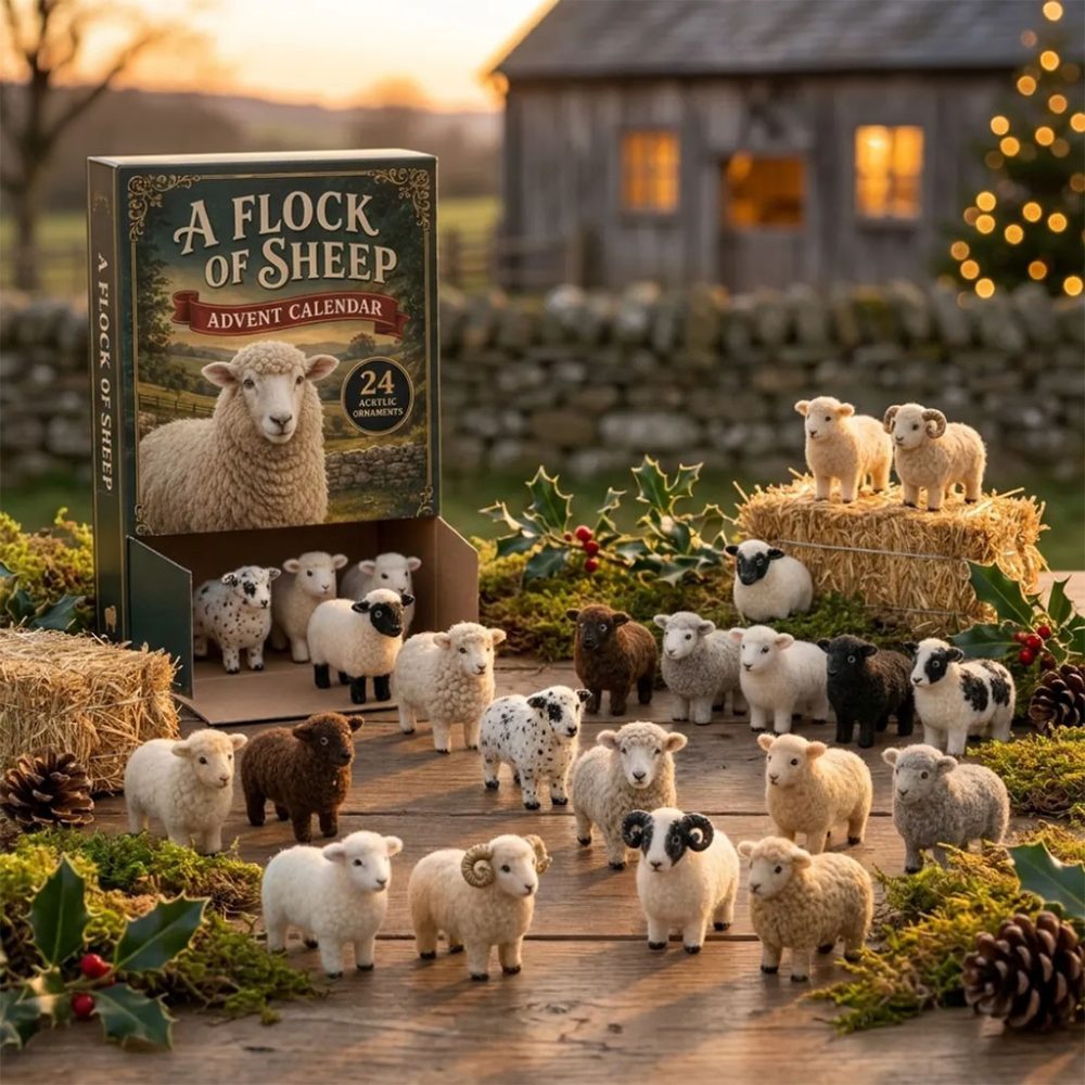 A Flock Of Sheep Woolly Animal Advent Calendar Christmas Tree Ornaments Gift For Farmers