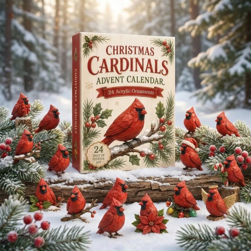 Christmas Cardinals 2026 Advent Calendar Xmas Tree Ornaments Gift For Cardinals Lovers