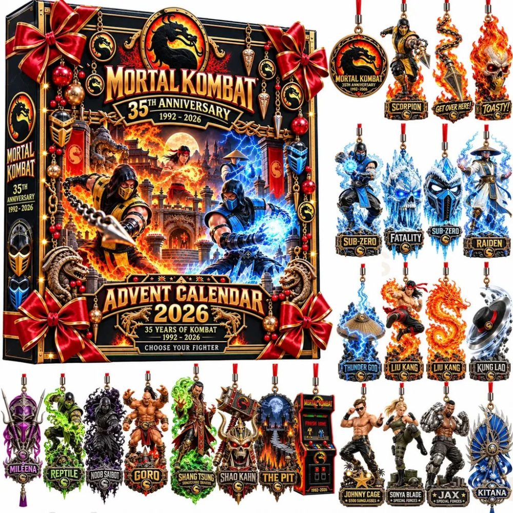 Mortal Kombat 35Th Anniversary Advent Calendar Christmas Tree Ornaments Mortal Kombat Merch